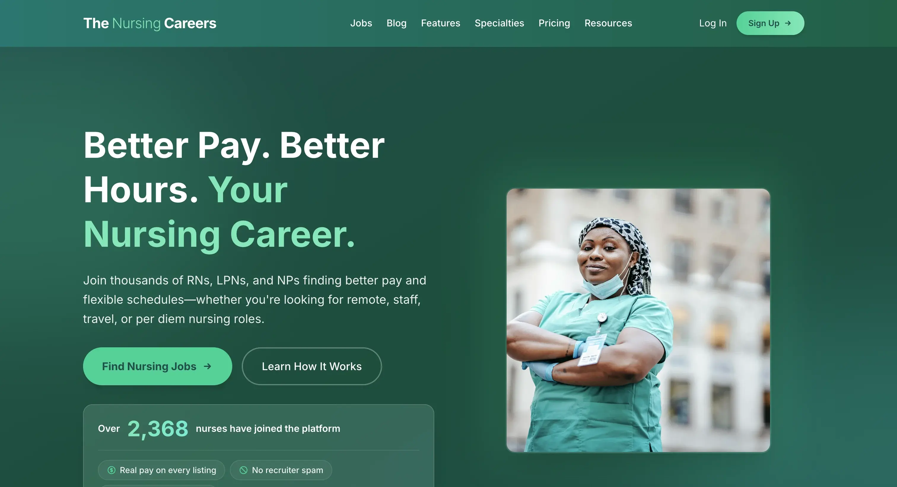 Nursing Careers landing page