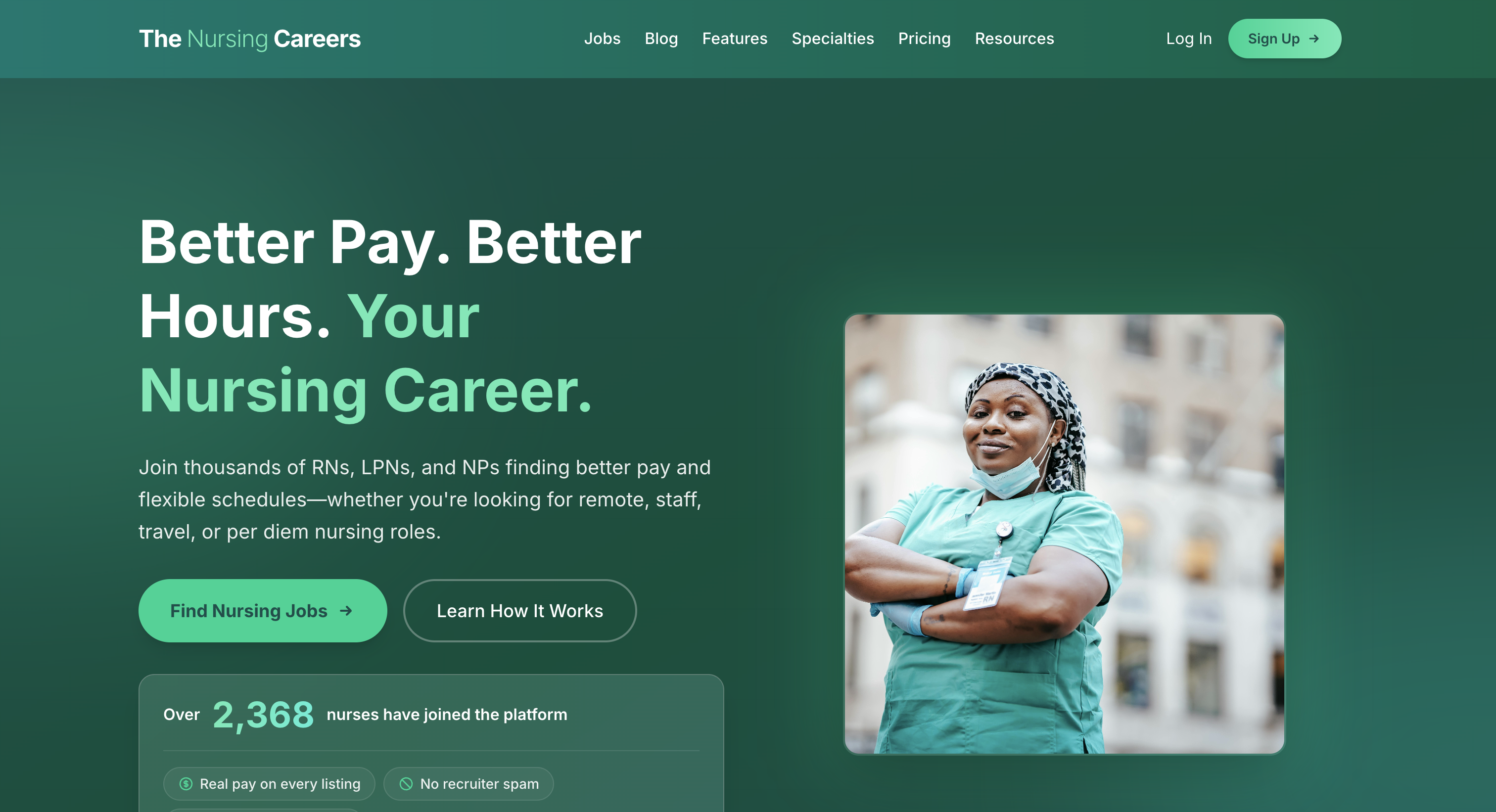 Nursing Careers landing page